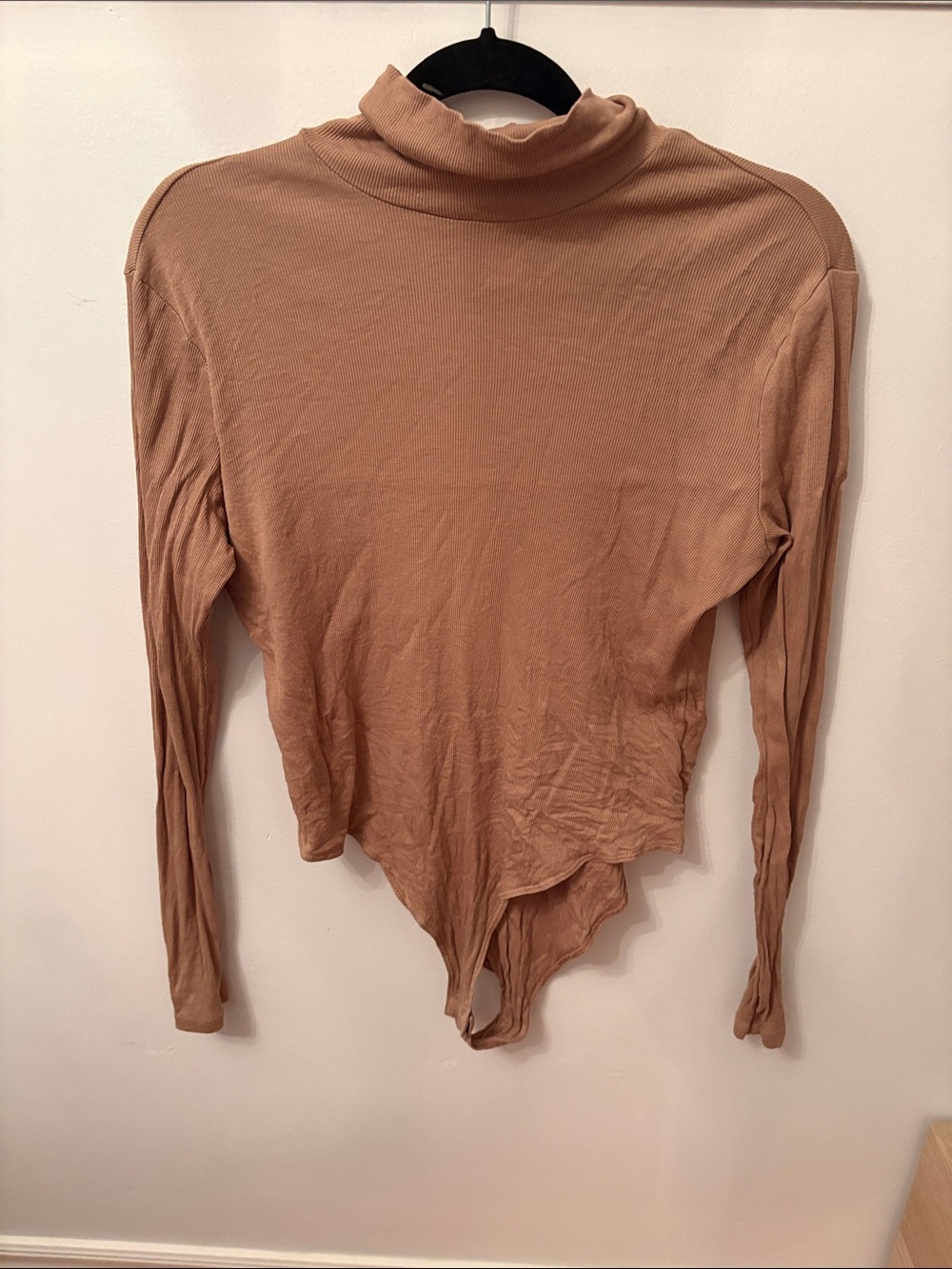 Women's Long Sleeve Mock Neck Bodysuit - Taupe